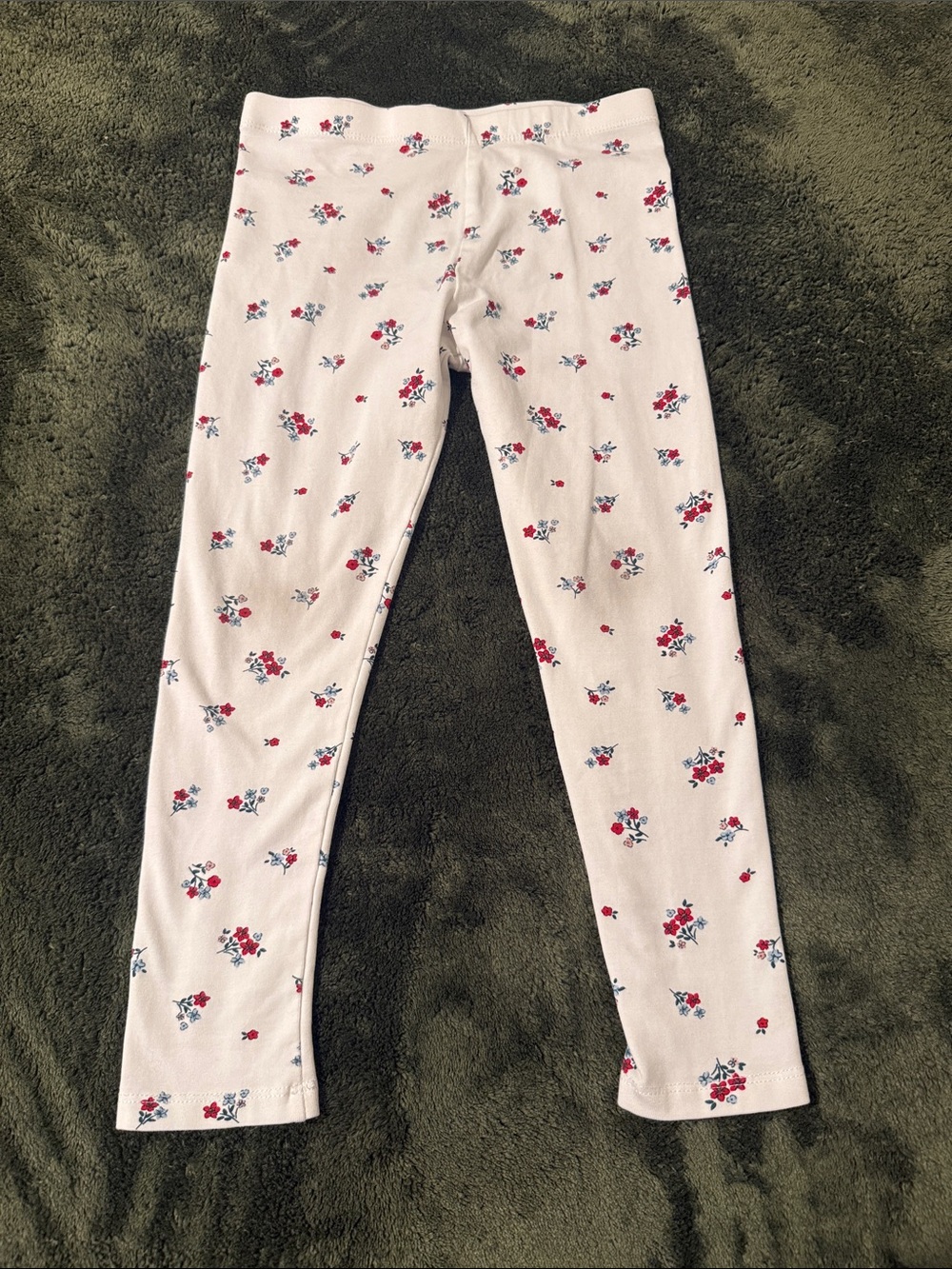 Primark Cream Leggings with Red & Blue Floral Sprigs